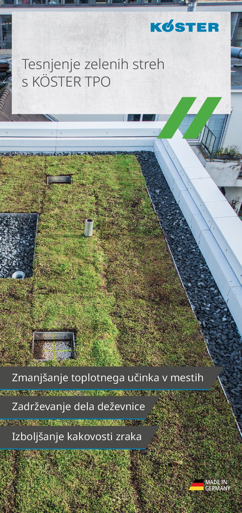 Roof waterproofing on green roofs mit K&Ouml;STER TPO